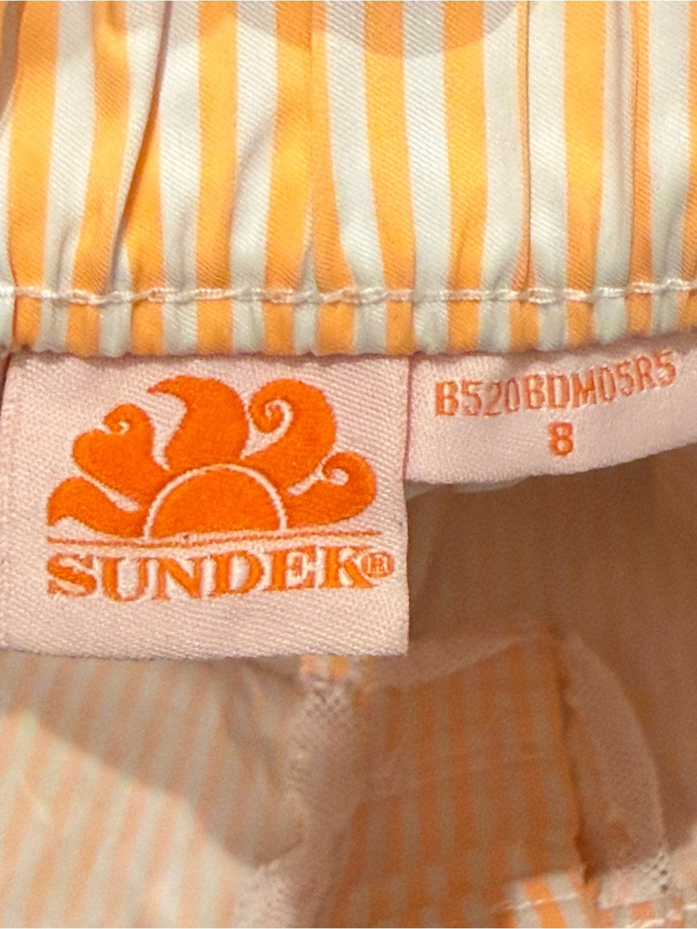 Sundek Pale Orange Striped Swim Shorts with Red-Orange Piping - Picture 6 of 6